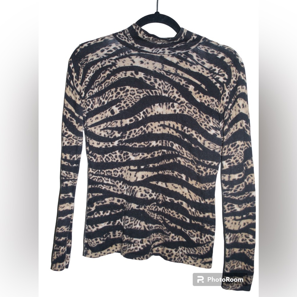 Chicos 0 mock neck animal print